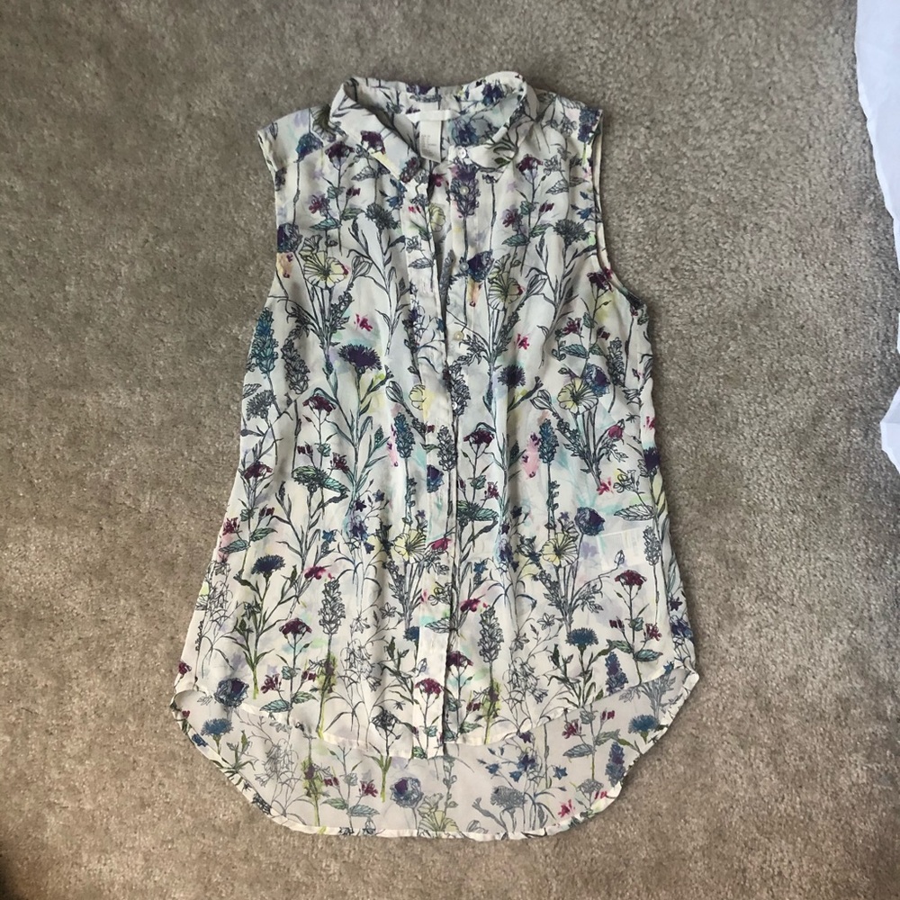 H&M Watercolor Floral Button Down Tank